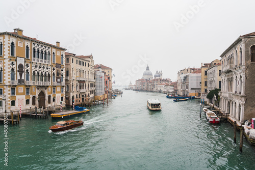 view of the grand canal in an overcast day in Venice  Italy 