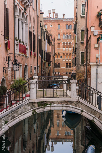 old bridge and canal view in Venice Italy 