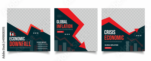 Obraz na plátně global inflation social media post template