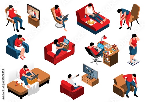 Sedentary Lifestyle Icon Set