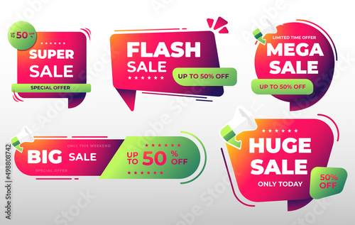 Web sale labels banner tag set collection, special offer. Modern fluid for social media stories sale, web page, mobile phone. Template design