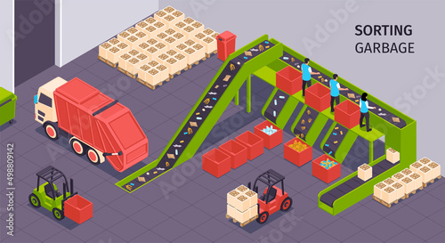 Colored And Isometric Garbage Composition