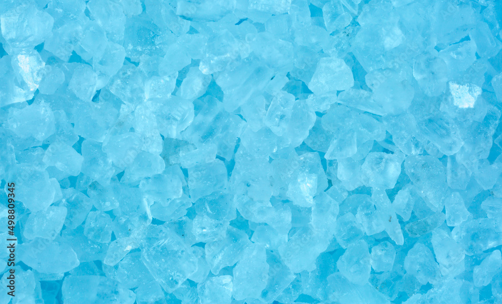 Salt crystals, sea salt as background and texture. Ice crystals turquoise Blue Salt crystals, sea salt as background and texture. Ice crystals turquoise Blue