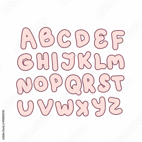 Bubble retro alphabet in 1970s style. Seventies nostalgic bold typeface for poster, graphic and print. Doodle vector illustration for decor and design.