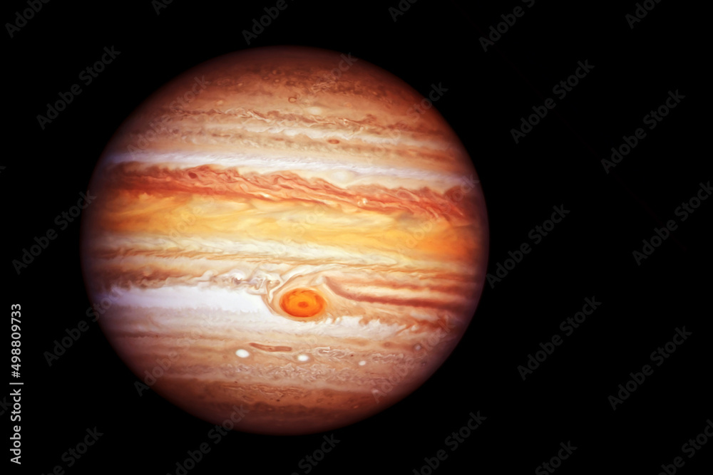 Planet Jupiter, on a dark background. Elements of this image furnished by NASA Planet Jupiter, on a dark background. Elements of this image furnished by NASA