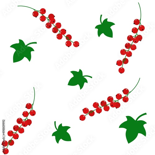 Red currant pattern. Vector illustration