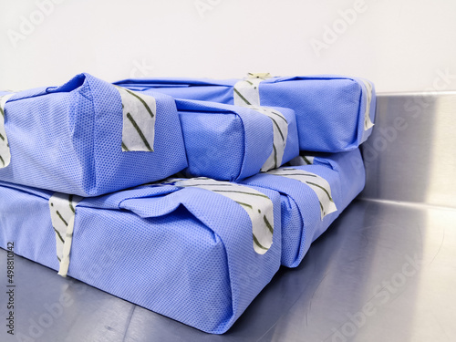 Sterilized Blue Wrapped Packages