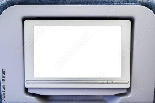 Fotografia InFlight Entertainment blank screen, Blank LCD display in white for airplane pas