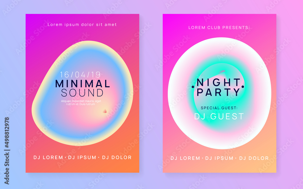 Fototapeta premium House Fest. Wave Dance Party. Abstract Pattern For Magazine Vector. Music And Nightlife Concept. Bright Effect For Invitation. Purple And Turquoise House Fest