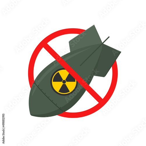 Vector illustration of banned radioactive nuke bomb.