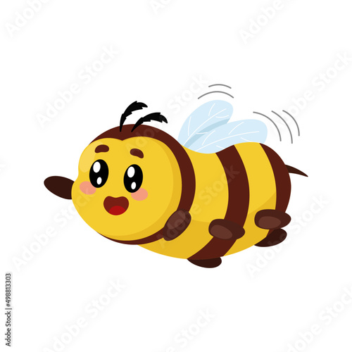 A cheerful superhero bee is flying to the rescue. bee protection day from pesticides