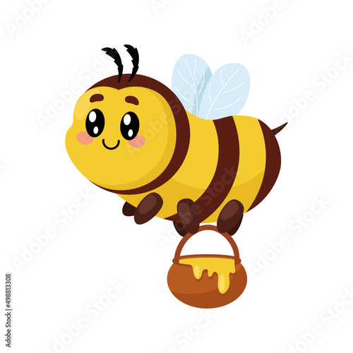 a hardworking honey bee carries a basket of honey. bee protection day from pesticides