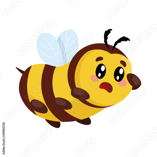 A cute friendly bee with kawaii eyes is worried about something. bee protection day