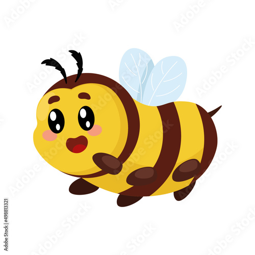 Cute friendly chubby bee with kawaii eyes. bee protection day