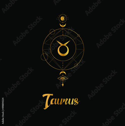 The illustration - zodiac sign in the black and gold color.