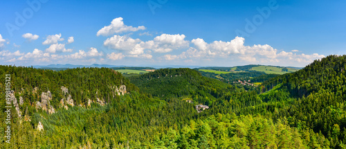 Fototapeta Naklejka Na Ścianę i Meble -  Teplicke Skaly, rock town in the Czech Republic, mountain landscape from the viewpoint on the rock, sunny day.
