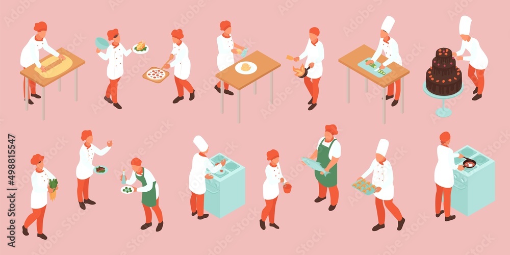 Cooking Isometric Color Set