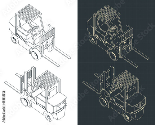 Forklift isometric blueprints