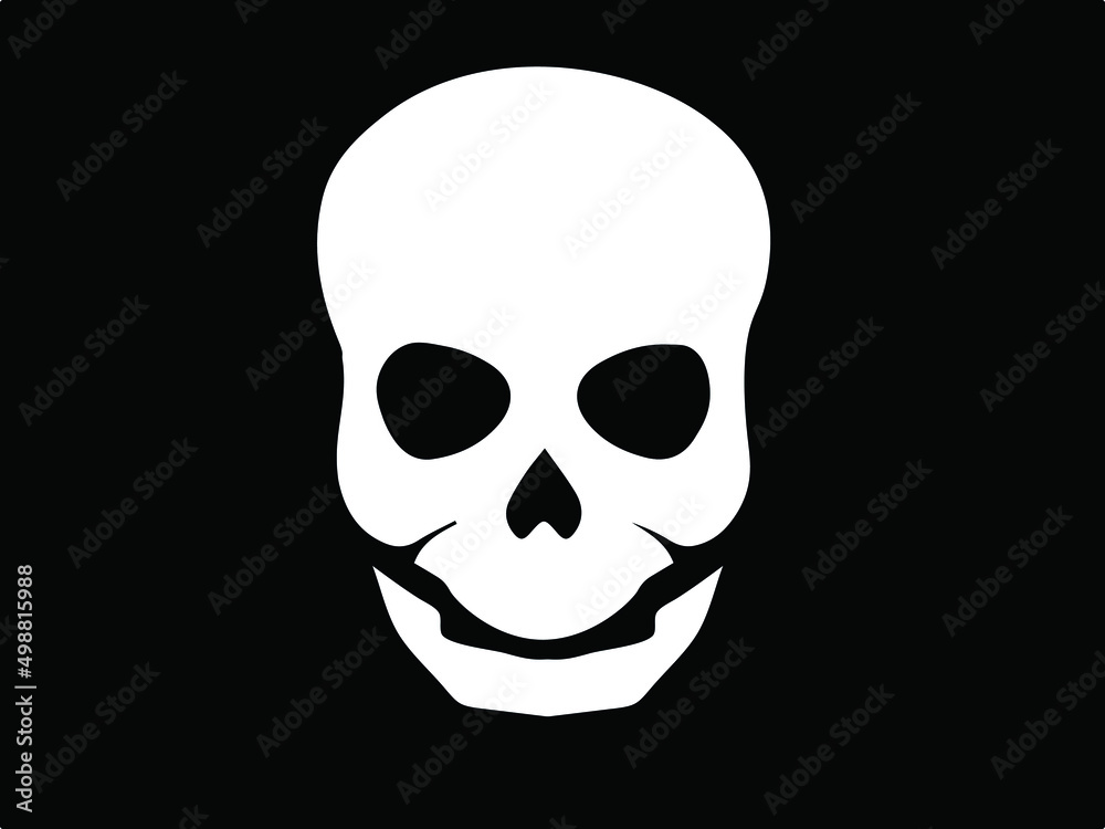 white and vector skull on black