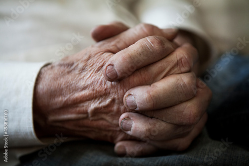 Close-up of the hands of an elderly man.