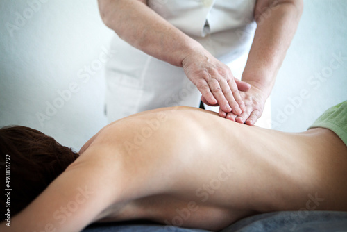 Manual lymphatic drainage performed by a doctor.