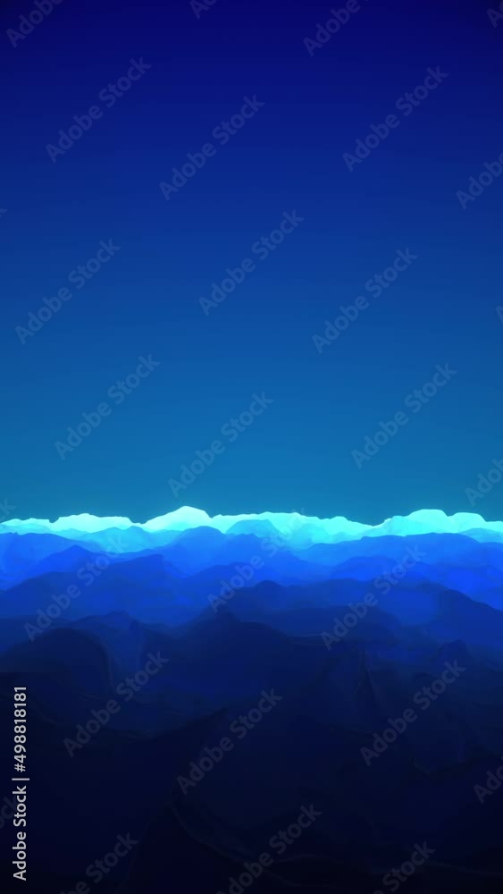 Low Flying Over Wave Seascape Under Stay Night Sky Background Loop