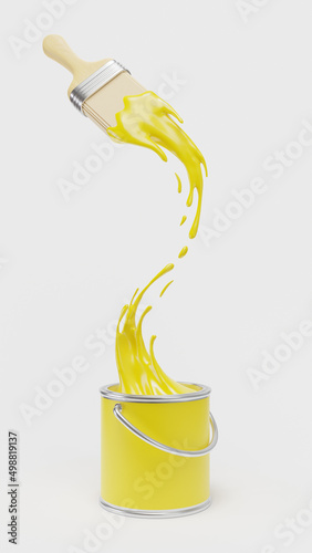 3D illustration splash paint bucket