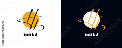 Initial H and B Logo Design in Elegant and Minimalist Handwriting Style. HB Signature Logo Design