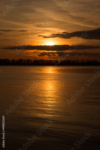 Sunset over the Volga river. Samara, Russia.