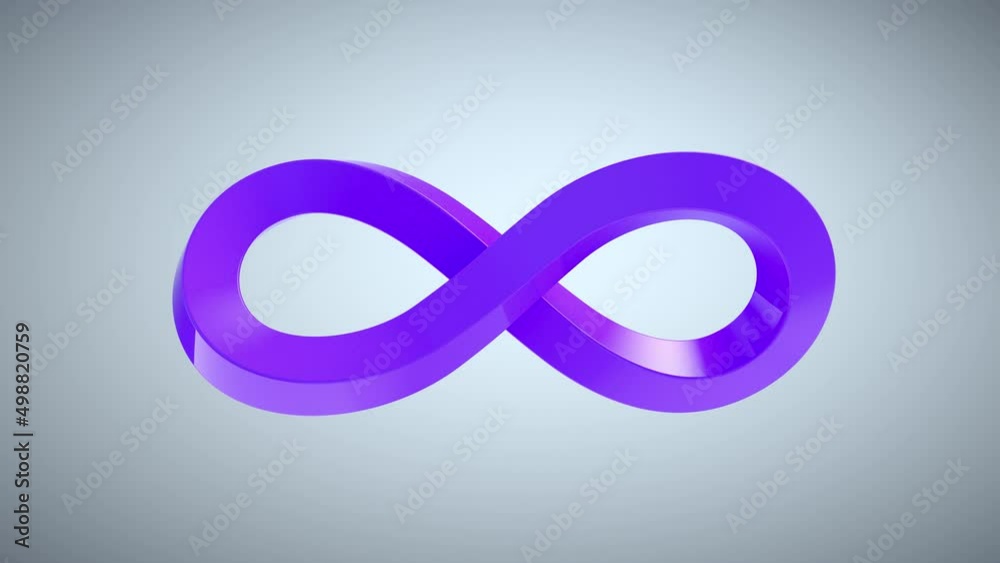 Infinity purple sign on grey background. Geometric abstract shape. Financial Website, apps, social media, presentation, design template element and other e-commerce. Seamless loop, 3d animation in 4K Infinity purple sign on grey background. Geometric abstract shape. Financial Website, apps, social media, presentation, design template element and other e-commerce. Seamless loop, 3d animation in 4K