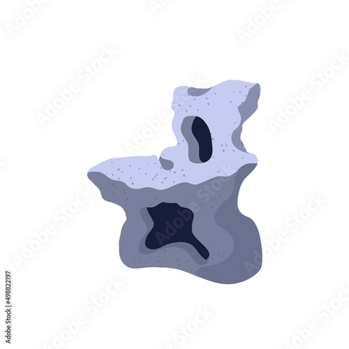 A stone grotto on the seabed isolated. Underwater stone entrance to a mountain tunnel. Vector illustration close-up.