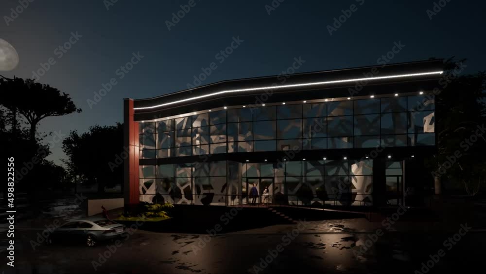 Modern office project, shop building. 3d graphics. Architectural visualization. Modern office project, shop building. 3d graphics. Architectural visualization.