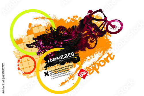 Sport background with active young man for internet banners, social media banners, headers of websites, vector illustration 