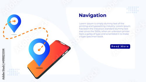 smartphone gps location landing page navigation design template