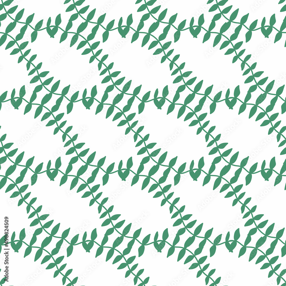 Colorful green leaves seamless pattern. Tropical endless background. Vector illustration on white background.