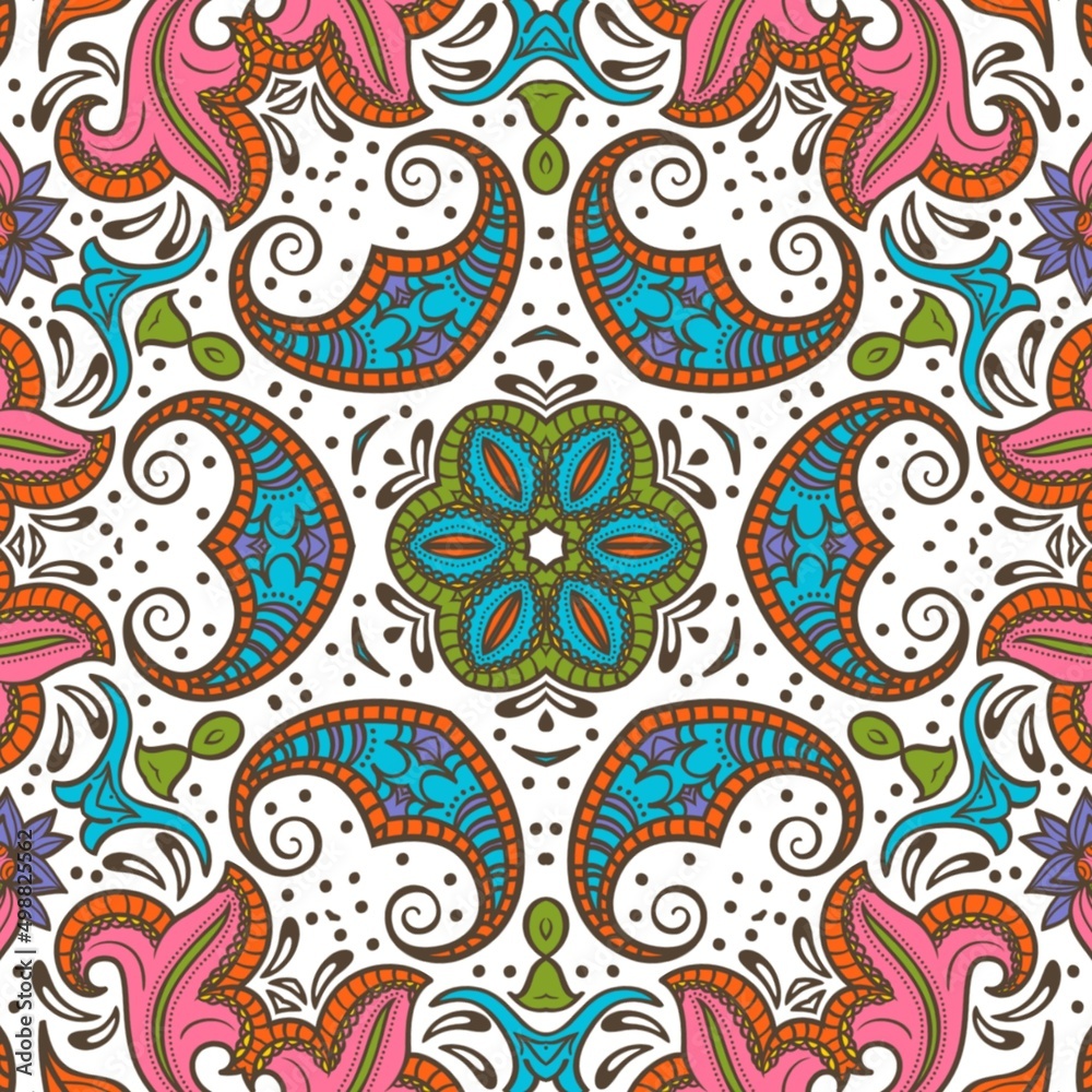 Abstract Pattern Floral Blue Pink Orange Green 636 Abstract Pattern Floral Blue Pink Orange Green 636