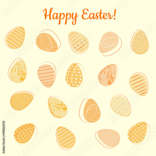The holiday postcard "Happy Easter!" with easter eggs in orange colors