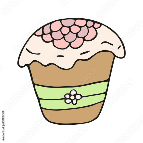 Hand drawn easter cake, bread. Doodle vector illustration