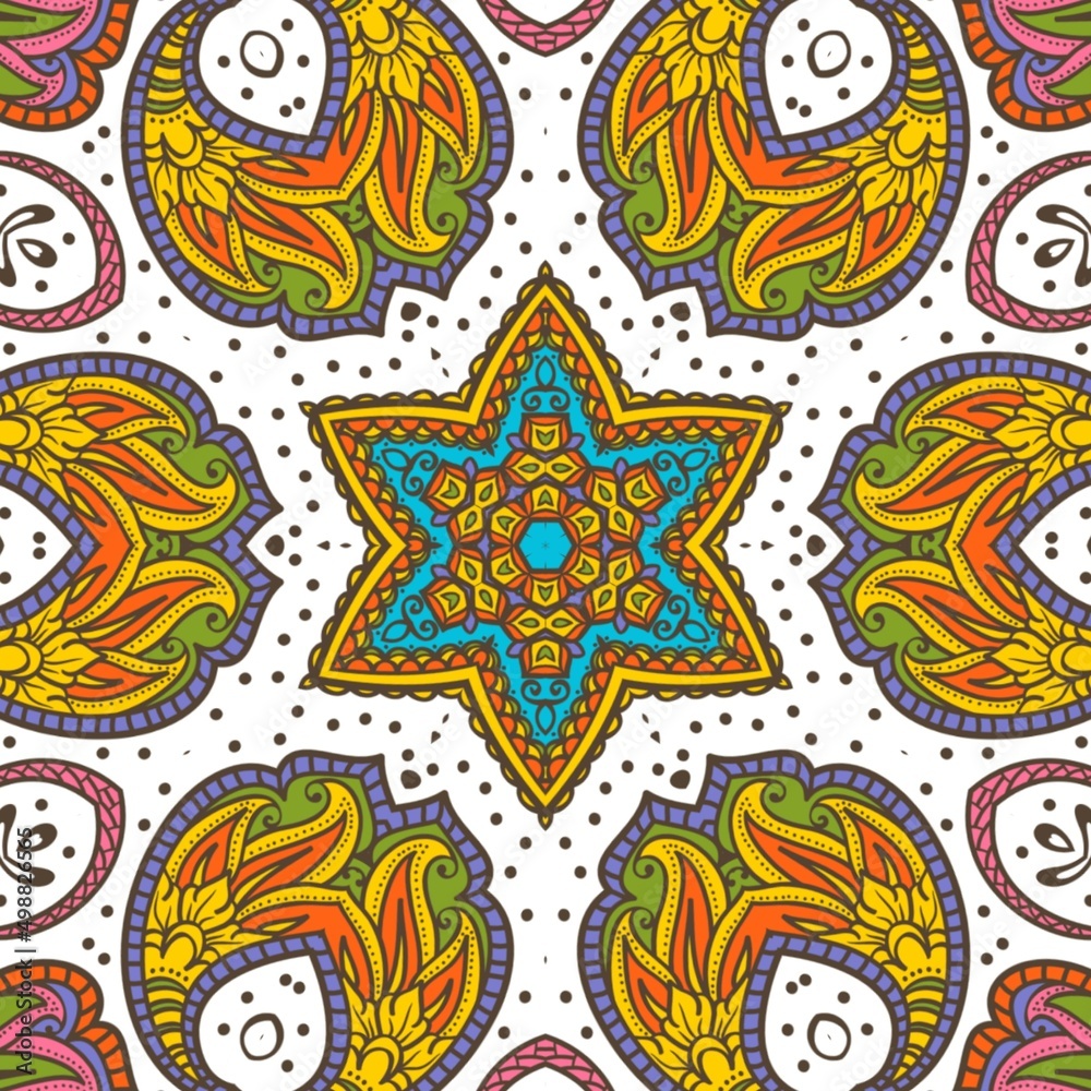Abstract Pattern Floral Blue Pink Orange Green 525 Abstract Pattern Floral Blue Pink Orange Green 525