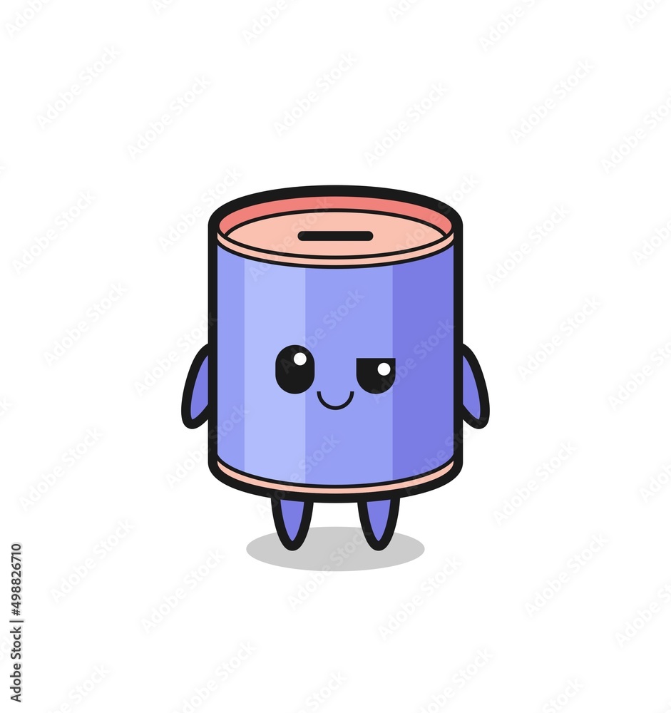 cylinder piggy bank cartoon with an arrogant expression cylinder piggy bank cartoon with an arrogant expression