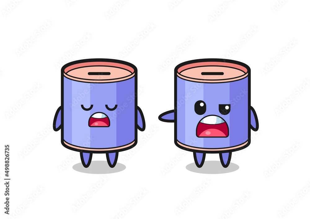 illustration of the argue between two cute cylinder piggy bank characters illustration of the argue between two cute cylinder piggy bank characters