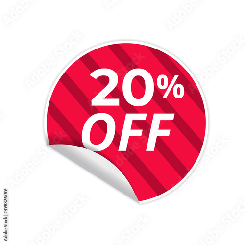 Up To 20% Off Special Offer sale sticker on white background, red sticker, vector illustration