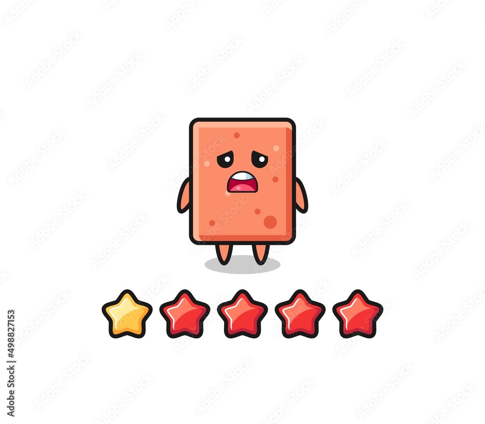 the illustration of customer bad rating, brick cute character with 1 star the illustration of customer bad rating, brick cute character with 1 star