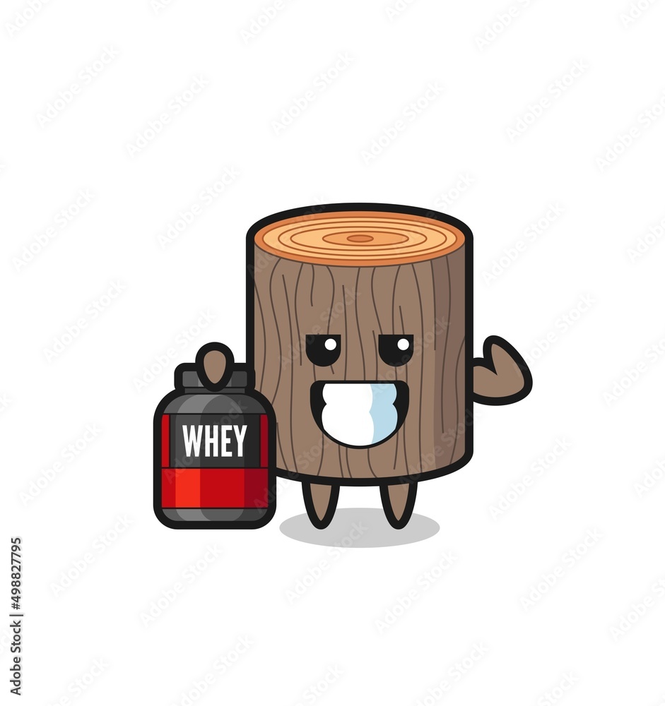 the muscular tree stump character is holding a protein supplement the muscular tree stump character is holding a protein supplement