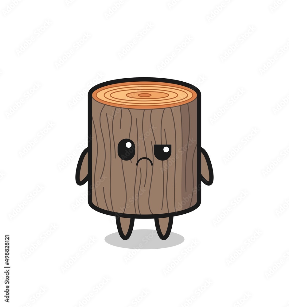 the mascot of the tree stump with sceptical face the mascot of the tree stump with sceptical face