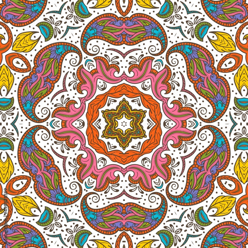 Abstract Pattern Floral Blue Pink Orange Green 282 Abstract Pattern Floral Blue Pink Orange Green 282