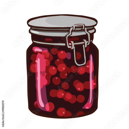 Red rowanberry jam preparations. vector illustration Cartoon style.