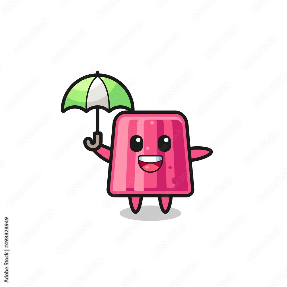 cute jelly illustration holding an umbrella cute jelly illustration holding an umbrella