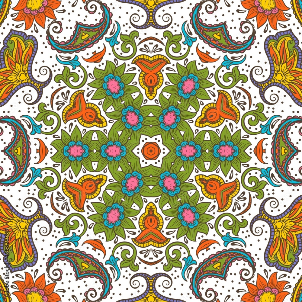 Abstract Pattern Floral Blue Pink Orange Green 249