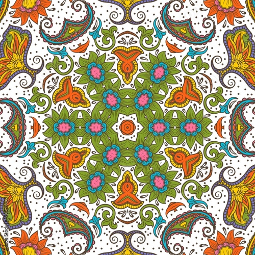 Abstract Pattern Floral Blue Pink Orange Green 249